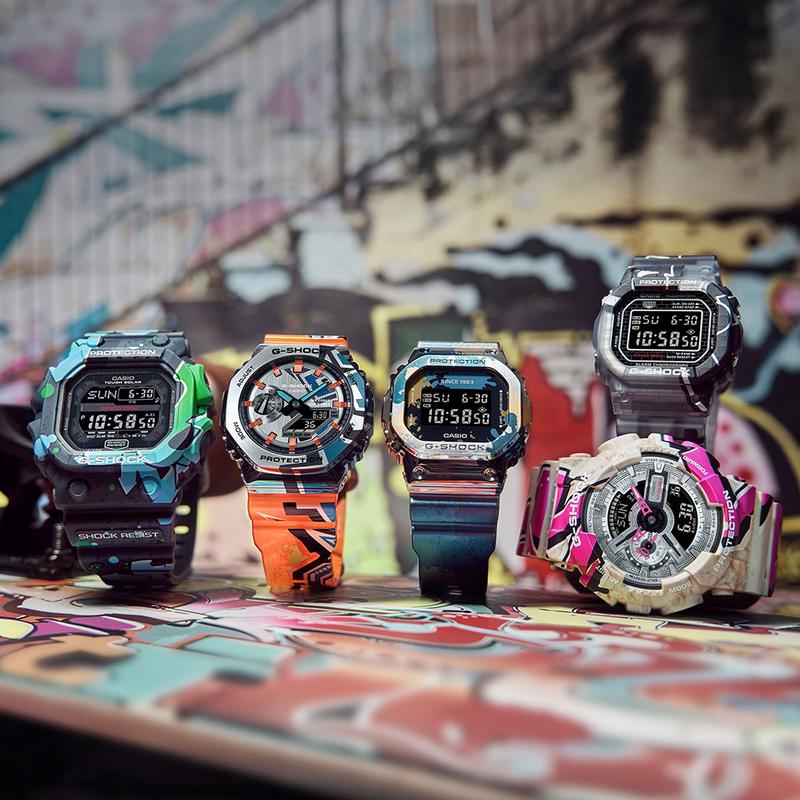 Casio 's 40th Anniversary First Street Graffiti Casual Fashion Sports Waterproof Quartz Movement Quartz Movement Resin Strap Japanese GM-2100SS-1APR