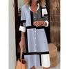BITCED Fashion Summer Spring Long Sleeve POLO Neck Casual Dresses