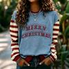 Women's Fashion Long Sleeve Christmas Print Neck Pullover Sweatshirt Top