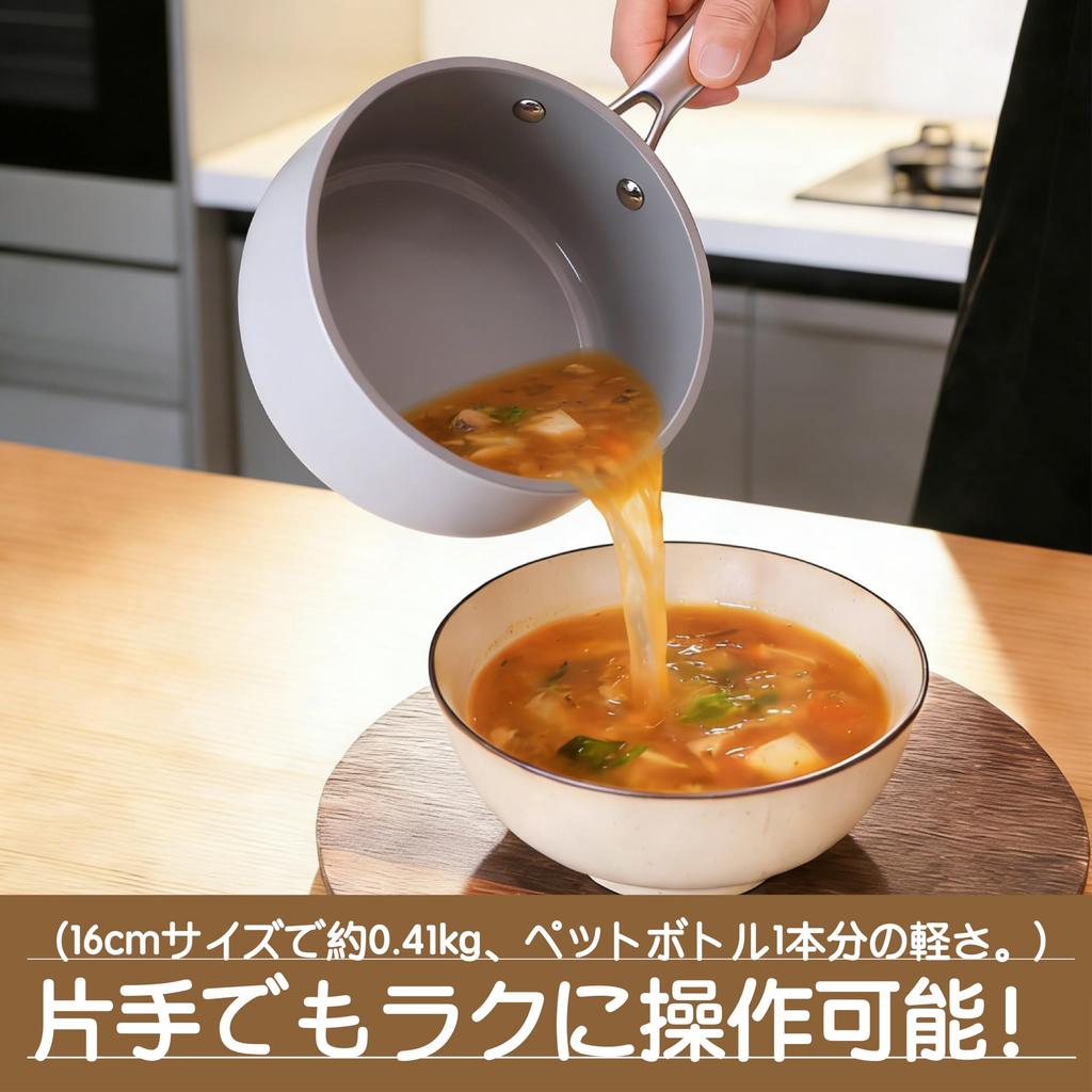 Ginkgoo 16cm with Glass Ideal for Single Japanese Miso Deep Dishwasher Kitchenware Imp. Single-Handle Saucepan, IH/Gas Compatible, Aluminum, Lid,