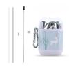 Silicone Straw Food Grade Collapsible Straight Tube Flexible Milk Tea Drink Straw Capsule Box Travel Set