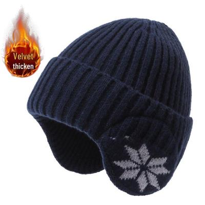 Men's Winter Wool Knit Hat with Ear Protection, Thick Plus Velvet for Cycling & Outdoor Fashion