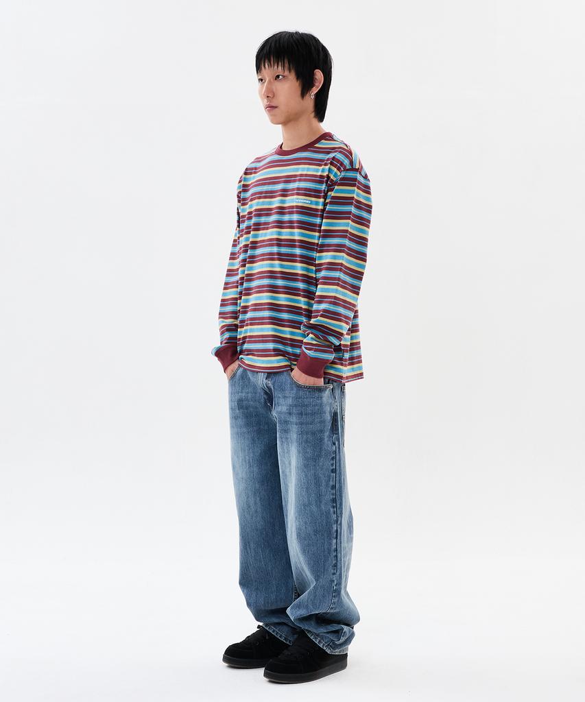 WKNDRS Multi Stripe Ls T-Shirt (Burgundy)
