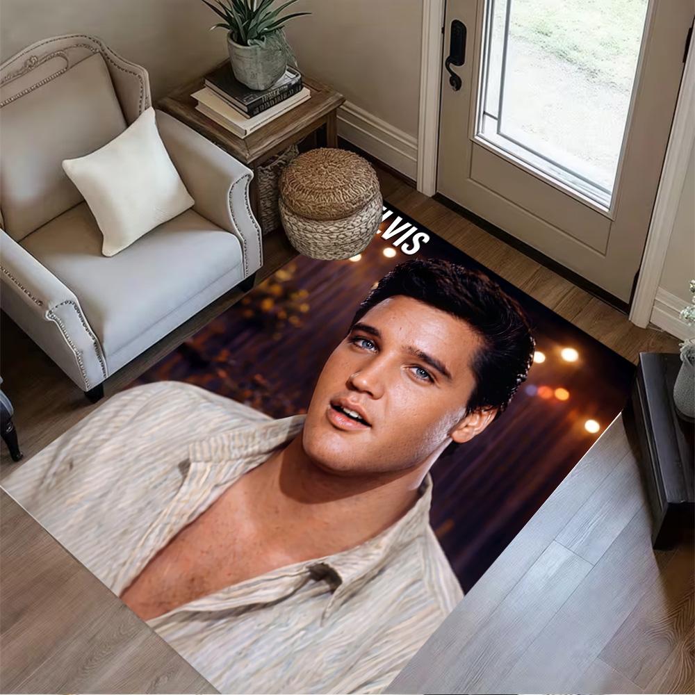 Elvis Presley Tribute Floor Mat Design for Dormitory Living Rooms Game Room Decorate Room Antislip Carpet Anime Office Decor