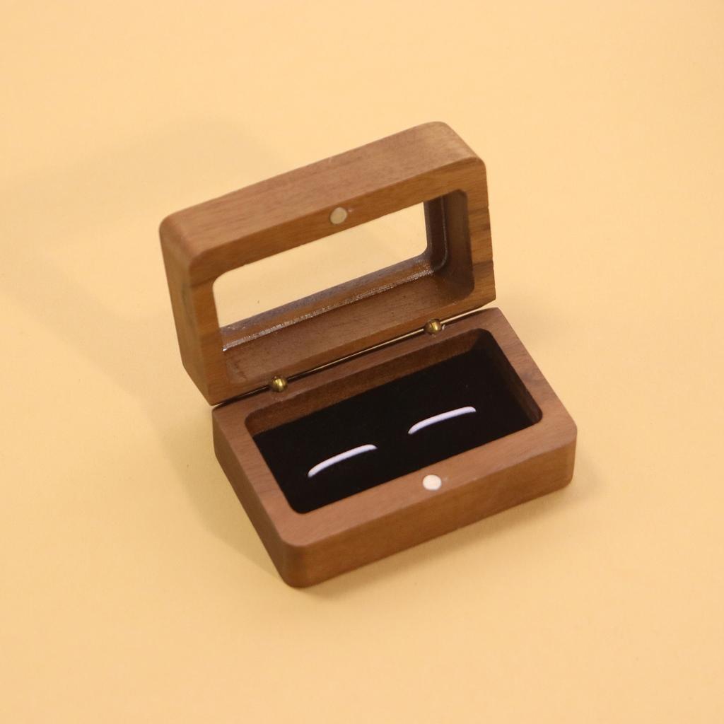 Solid Wood Black Walnut Window Opening Exquisite Cufflink Box Sleeve Nail French Cufflink Set Box Packaging Gift Box Accessories