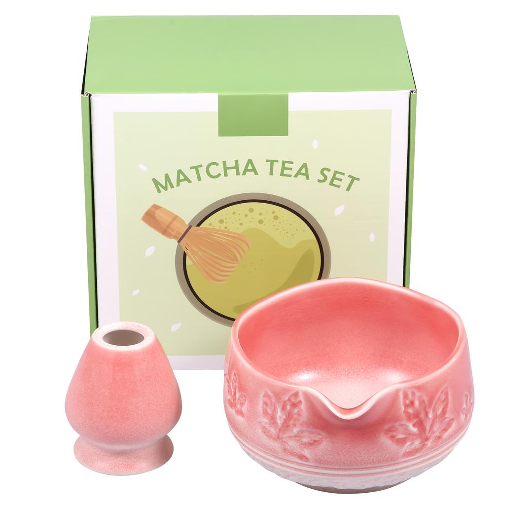 2 Pcs Japanese Matcha Tea Set Ceramic 550 ml Matcha Bowl Matcha Whisk Holders for DIY Tea Lovers Tea-making Tools Accessories