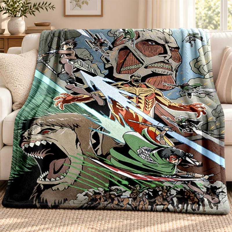 Attack on Titan blanket Flannel Blanket Soft Cozy Plush Throw for Sofa Bed Lightweight Home Decoration Outdoor camping