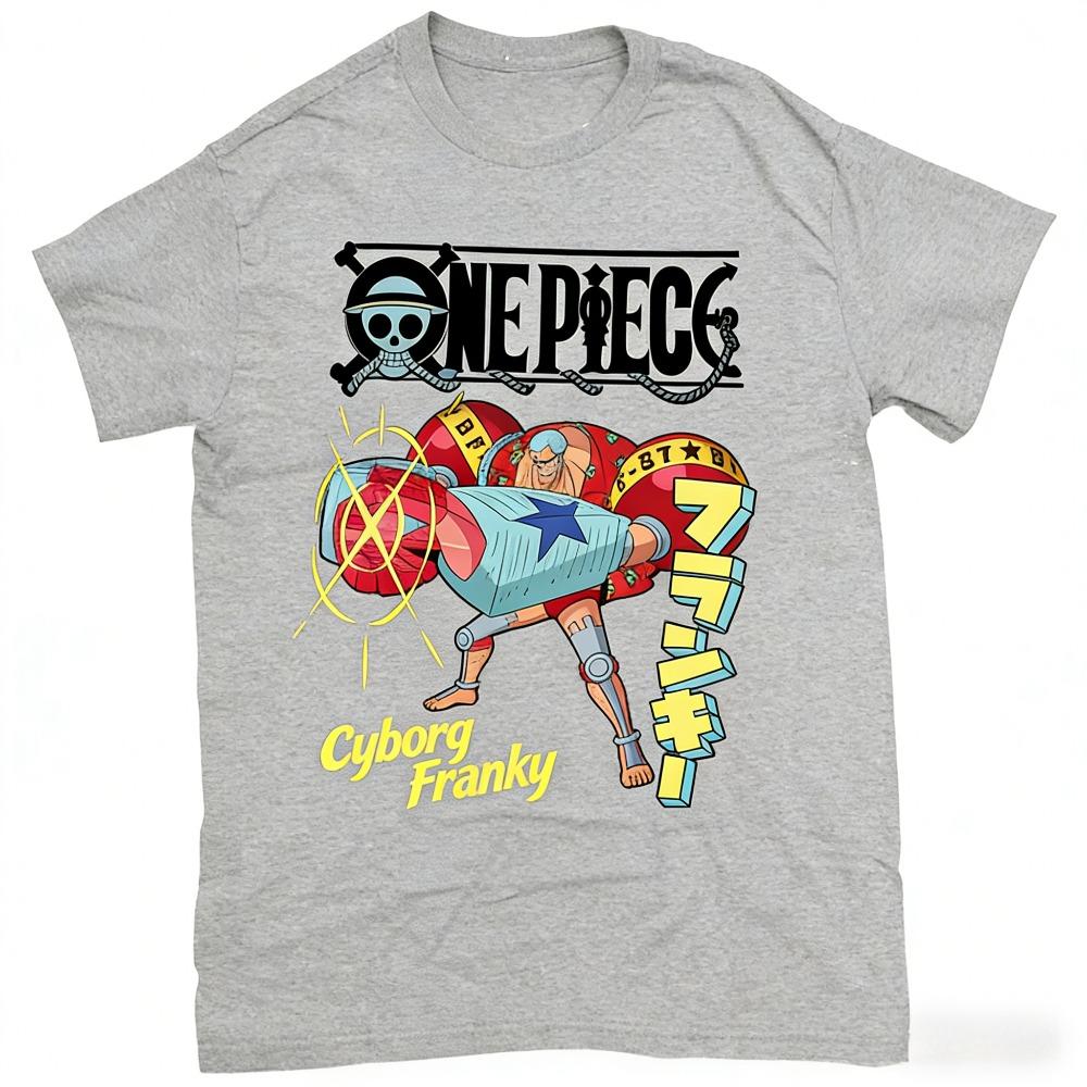 

One Piece Franky Cyborg Unisex Tshirt 2026 Summer New Popular Anime Print American Casual Parentchild Short Sleeved Top S