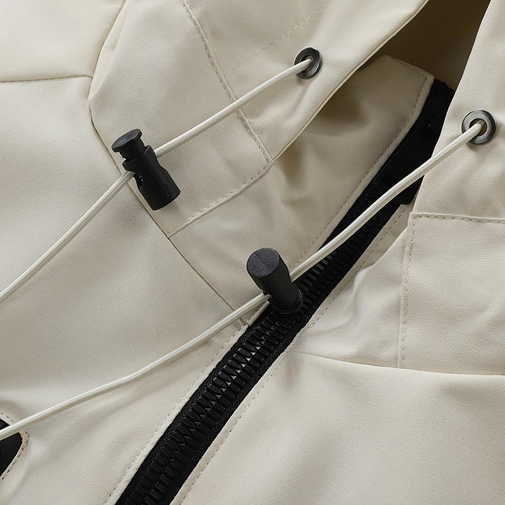 Men's Solid - Color Outerwear Waterproof And Wind - Resistant Hooded Windbreaker, Outdoor Sports Raglan Sleeve Jacket, Men's Fleece - Lined Jacket