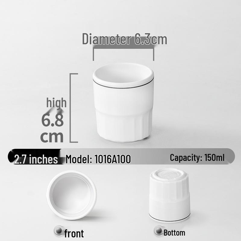 Drop-Proof Melamine Resin Cup - White Porcelain-Style Plastic Tea Cup for Restaurants & Hotels