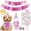 Happy Birthday Pet Holiday Products for Dogs Cats Mascotacs Accessories Party Cosplay Dog Cat Birthday Hat Bandana Bow Tie Set