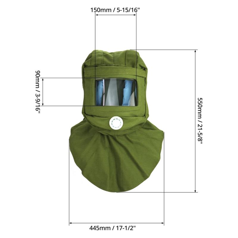 Masque Capuche de Sablage avec Fenêtre Transparente, Anti-Poussière Coupe-Vent pour Ponçage, Peinture & Travaux de Ciment
