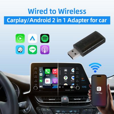 Wireless CarPlay Android Auto 2 In 1 Adapter for iPhone and Android Smartphones Fast Connection Easy Setup