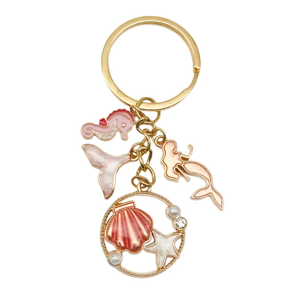 Creative Alloy Seashell and Pearl Keychain Pendant