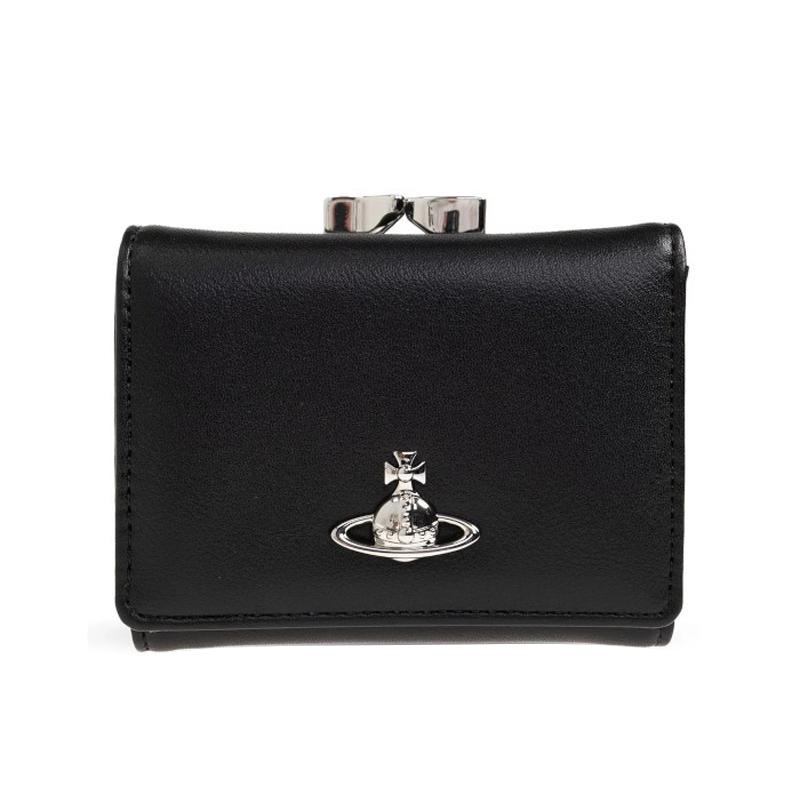 Vivienne Westwood West Queen Button Closure Faux Leather Wallet Men wallet Black 5115002MWS0026N401