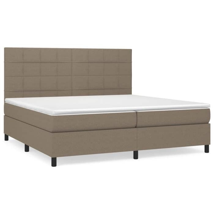 Maison Exclusive - Bed Slat Base with Taupe Mattress 200x200 Cm Fabric