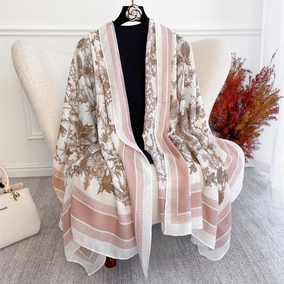 Écharpe Châle en Cachemire Chaud pour Voyage Automne Hiver Mode Femme Imprimé Cachemire Pashmina Couverture Enveloppante Poncho Mignon Féminin Bufanda 90x180cm gray