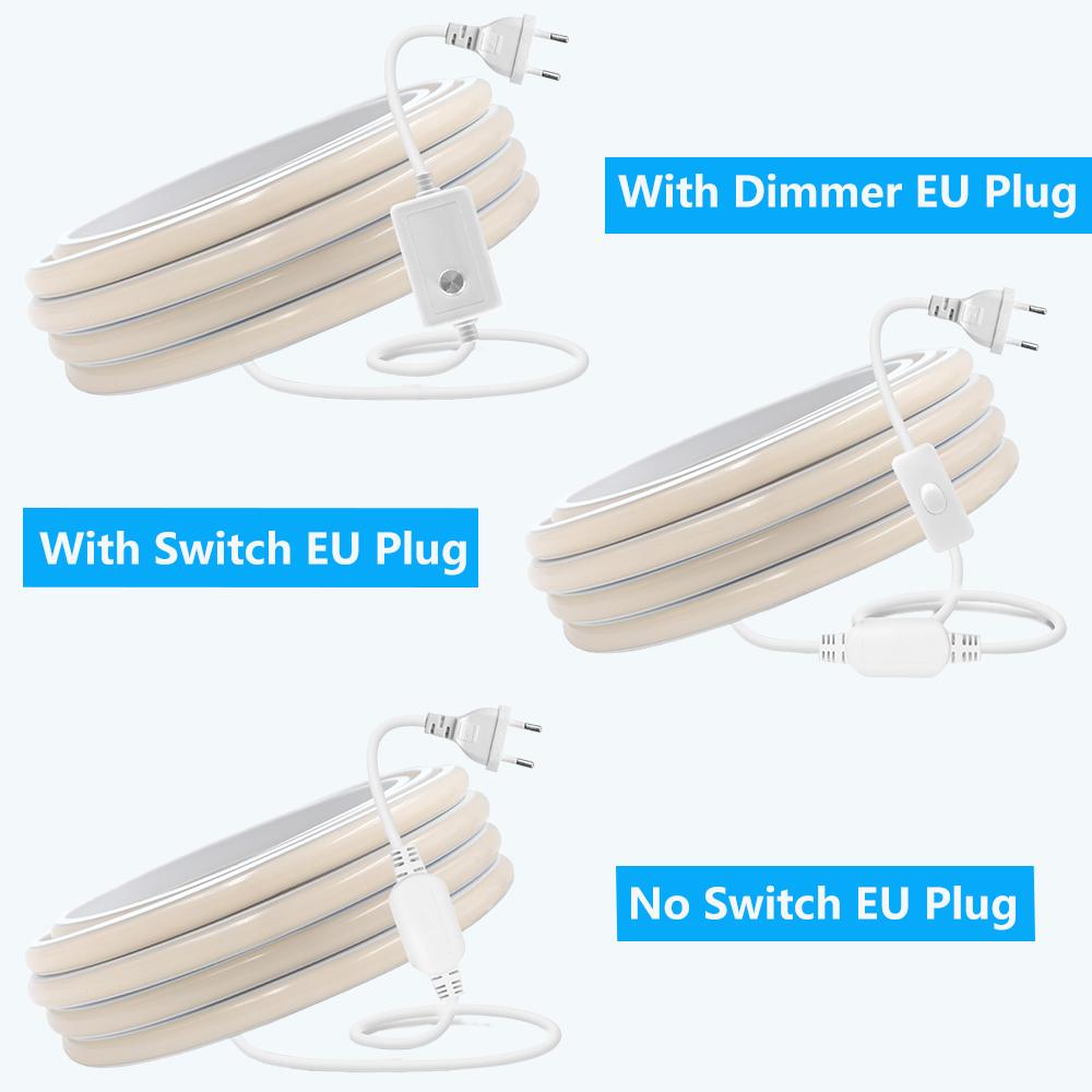 220V Dimmable COB LED Switch Neon Strip Light IP68 Waterproof EU Plug Kit Flex Lamp 288LED White Natural Warm 0.5m 5m Home Decor