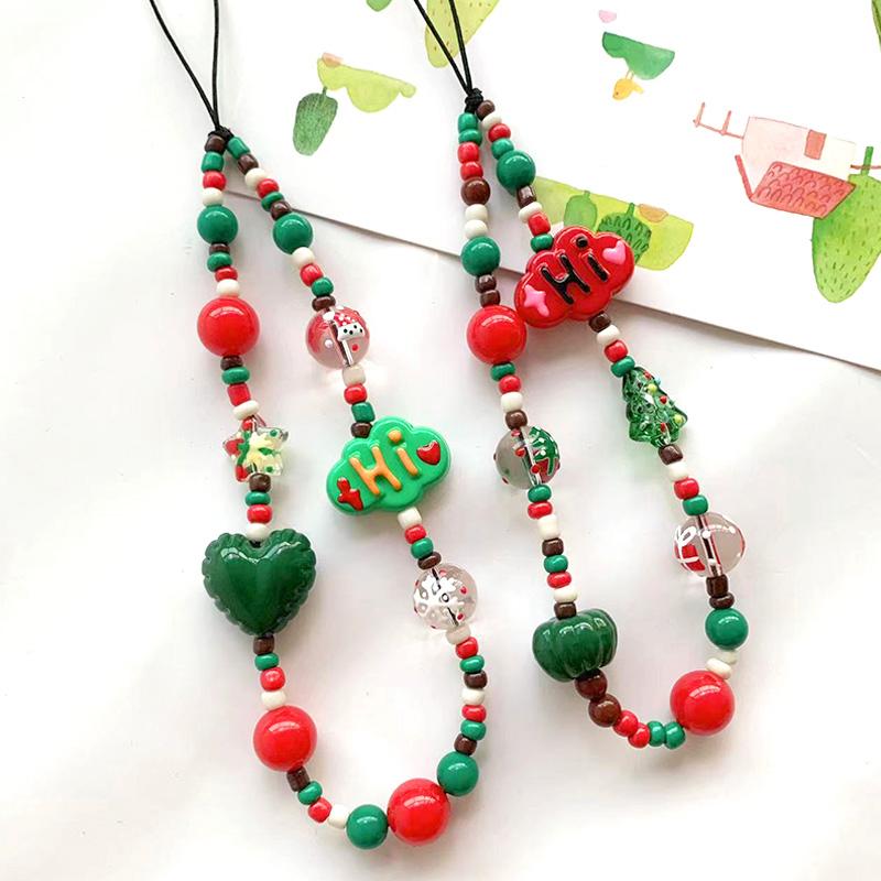 1PC Accessori Perline Portachiavi Carino Uomo Ragazza Natale Catena Per Telefono Gioiello Ciondolo Anti-Smarrimento Acrilico Regalo