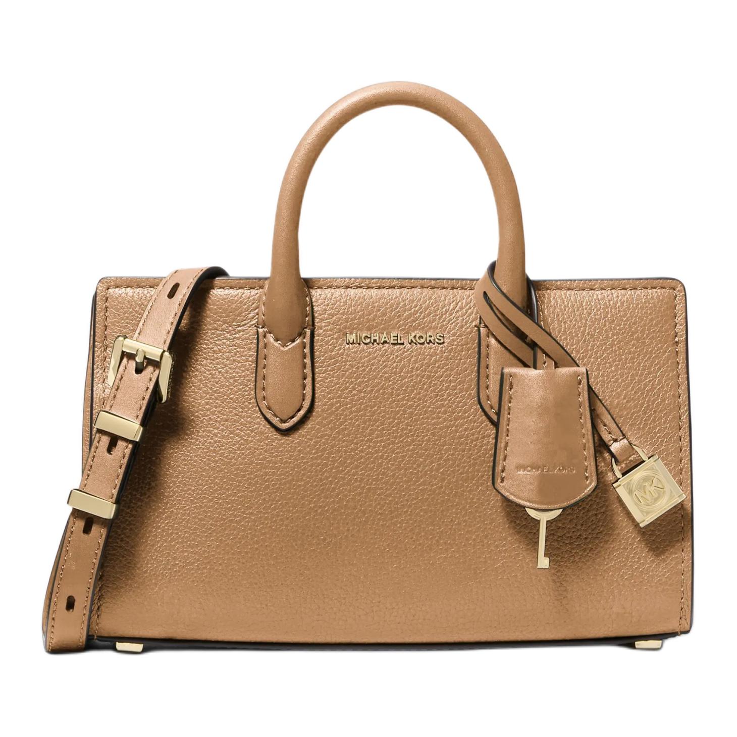 

Michael Kors Mk Scarlett Logo Magnetic Closure Leather Shoulder Crossbody Handbag Women handbag Light-Brown 32F4GETC0L-HUSK Basic Set (Bag+Dust Bag)