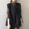 Vest Women's Two Side Wear Fleece Leather Sleeveless Jacket Loose Casual Comfortable Zipper Vests