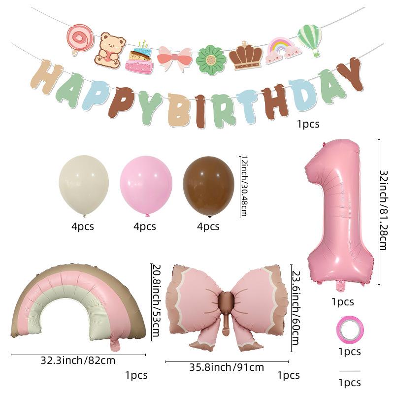 Wind Matte Bow Aluminum Film Balloon Flag Arrangement Props Birthday Party Decoration Balloon Set