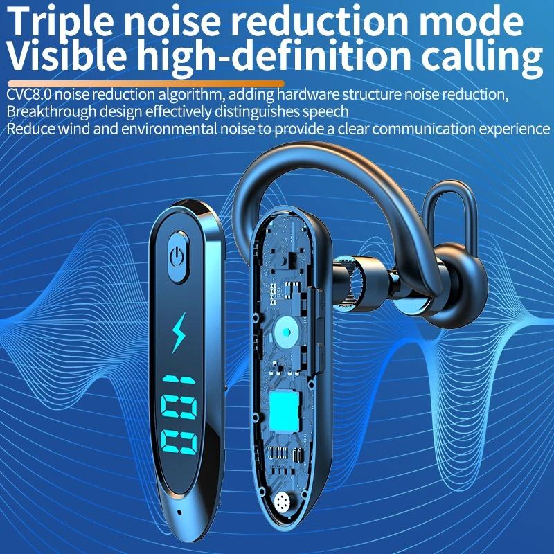 Bluetooth 6.0 Business Wireless Headphone Ear Hook Earphone 270° Rotation LED Display HIFI Stereo Noise Reduction Headset Sport Game Earbud