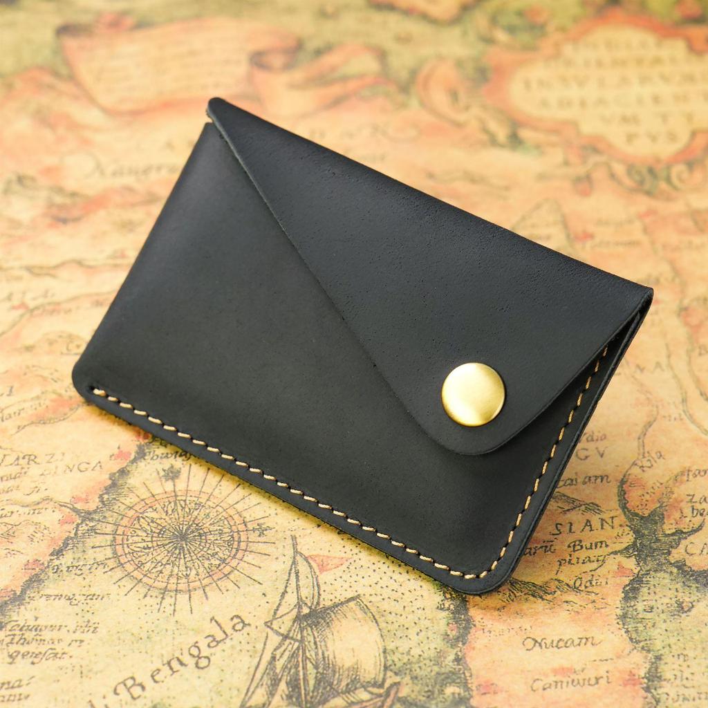 Cross-Border Crazy Horse Leather Card and Coin Holder with Snap Button