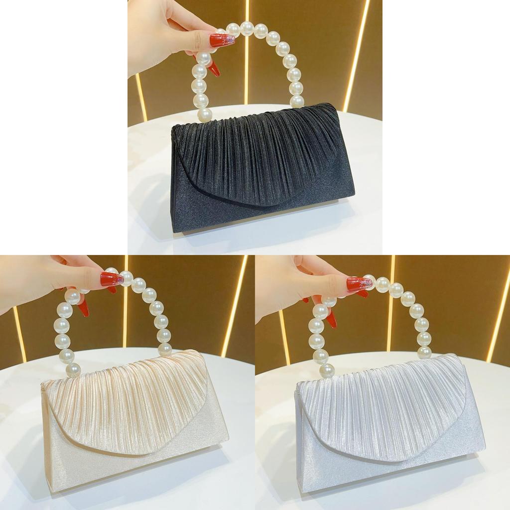 Modische Damen-Polyester-Clutch-Abendtasche mit Perlenverzierungen für Partys und formelle Anlässe