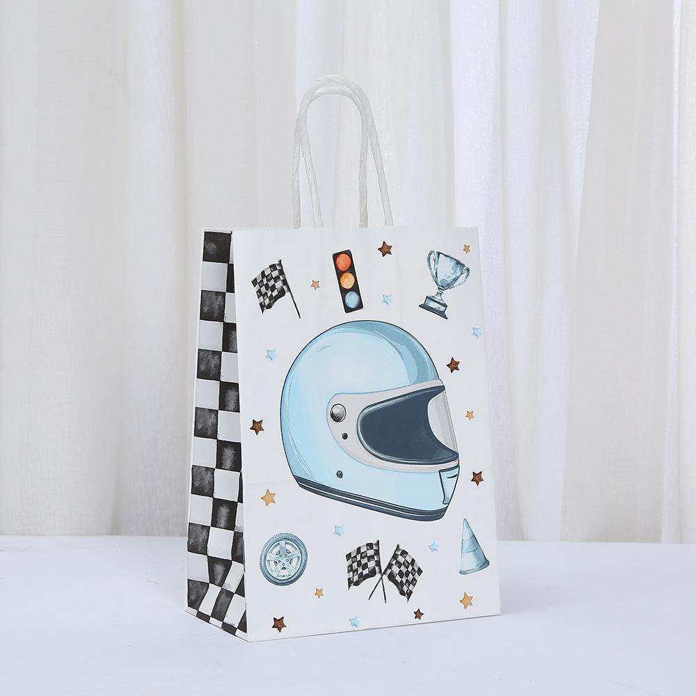 10/24pcs Race Car Paper Tote Bags Reusable Treat Bags for Kids Party Return Gifts Candy Cookies