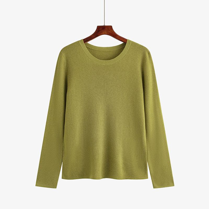 

Женский свитер с круглым вырезом и длинными рукавами больших размеров на осень XXXL зелёный