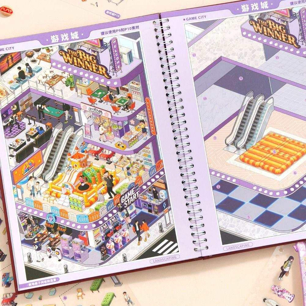 Self Adhesive Mall Scene Sticker Book Transparent Background Scene Cards Sticker Album Planner
