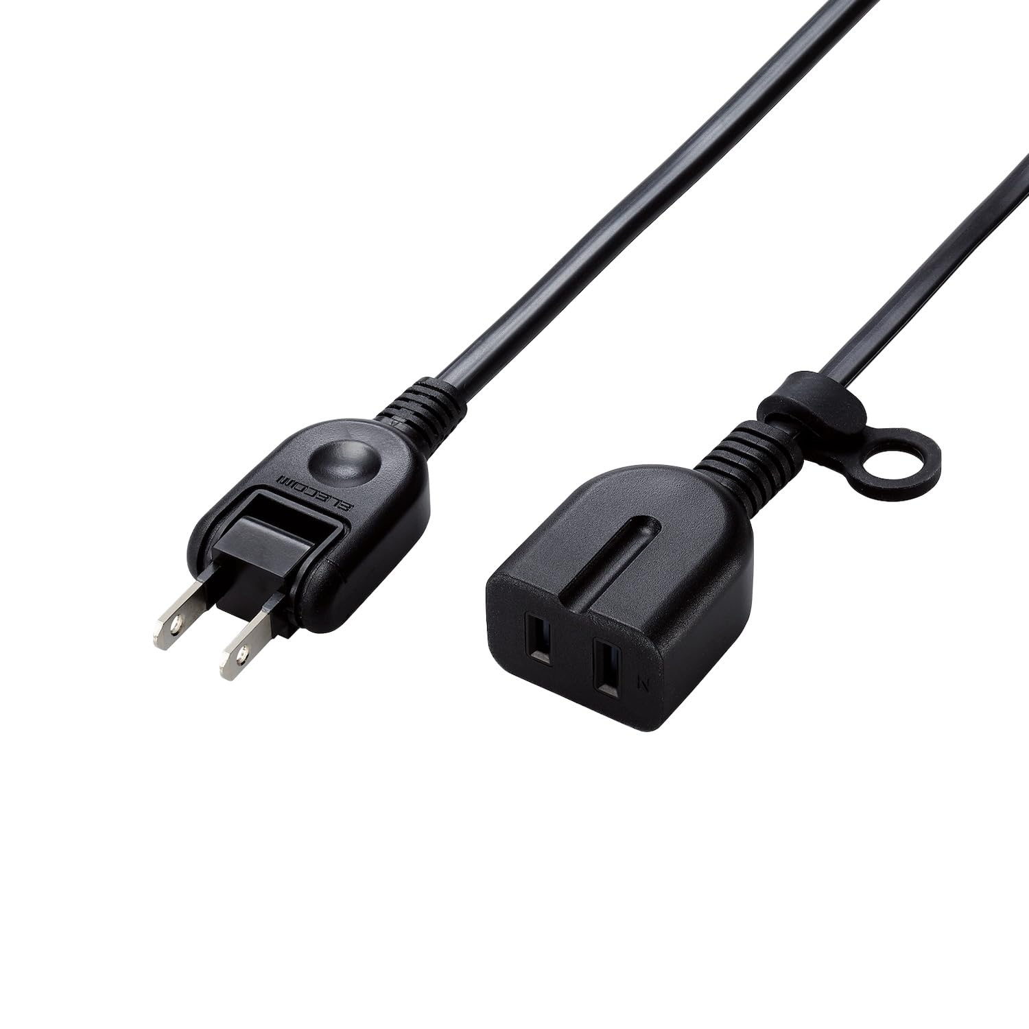 

ELECOM Power Strip Extension Cord 3m 1 Outlet with Dust Prevention Shutter Polarity Compatible Plug Connection Possible Swing Type Plug Thermosetting чорний