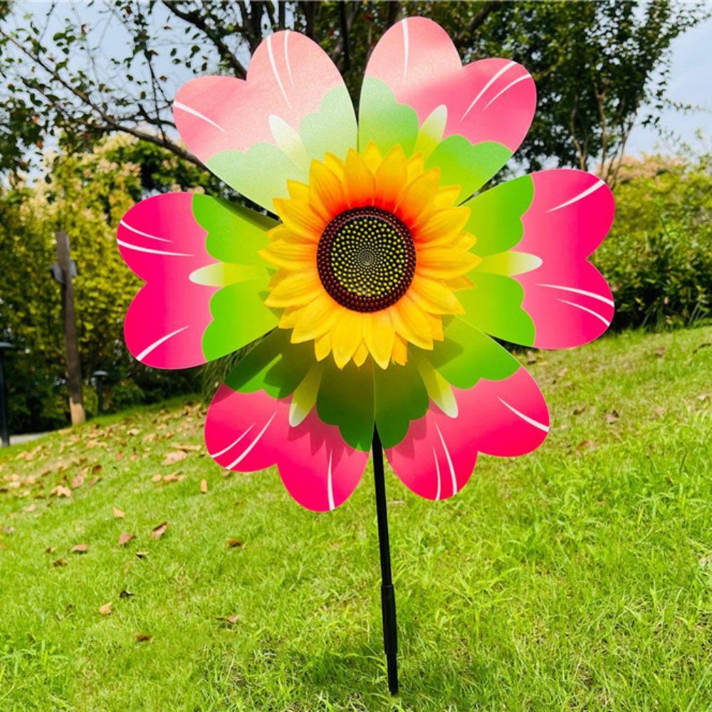 

Multistyles Sunflower Windmill PVC Diameter 36cm Rotating Sunflower Stake Standing Lawn Flower Pinwheel