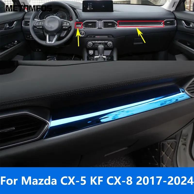 For Mazda CX-5 KF CX8 2017- 2024 Carbon Fiber Center Console Dashboard Panel Strip Trim Sticker Accessories Car Styling