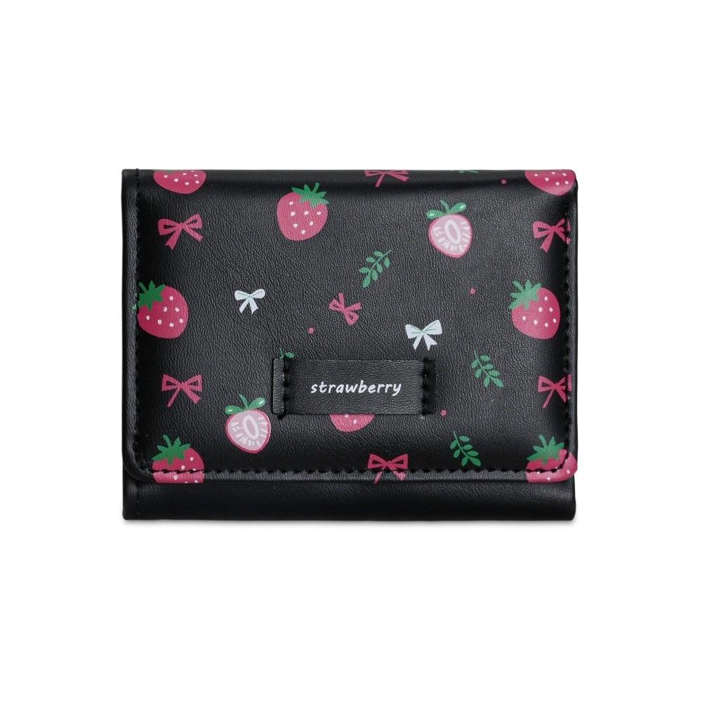 Bow PU Leather Wallet Printing Card Holder Fashion Tri-fold Wallet  Daily