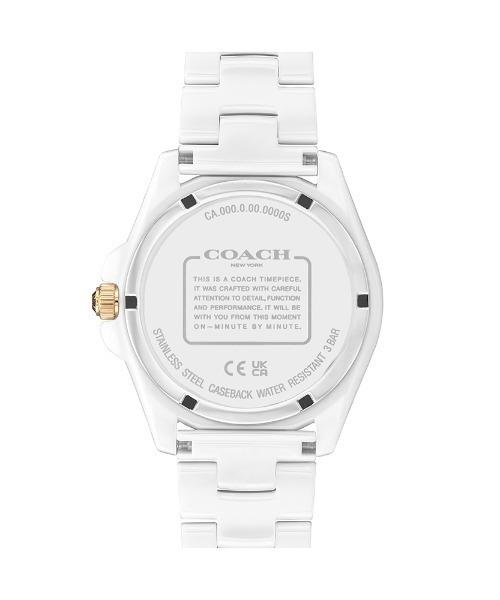 Coach OROLOGIO GREYSON CRISTALLO ARCOBALENO ACCENTO 36MM CERAMICA BIANCA. 14504019