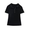 Pure cotton beautiful shoulder slightly fat pure desire POLO collar short-sleeved T-shirt women's summer slim and thin versatile Spice Girl top