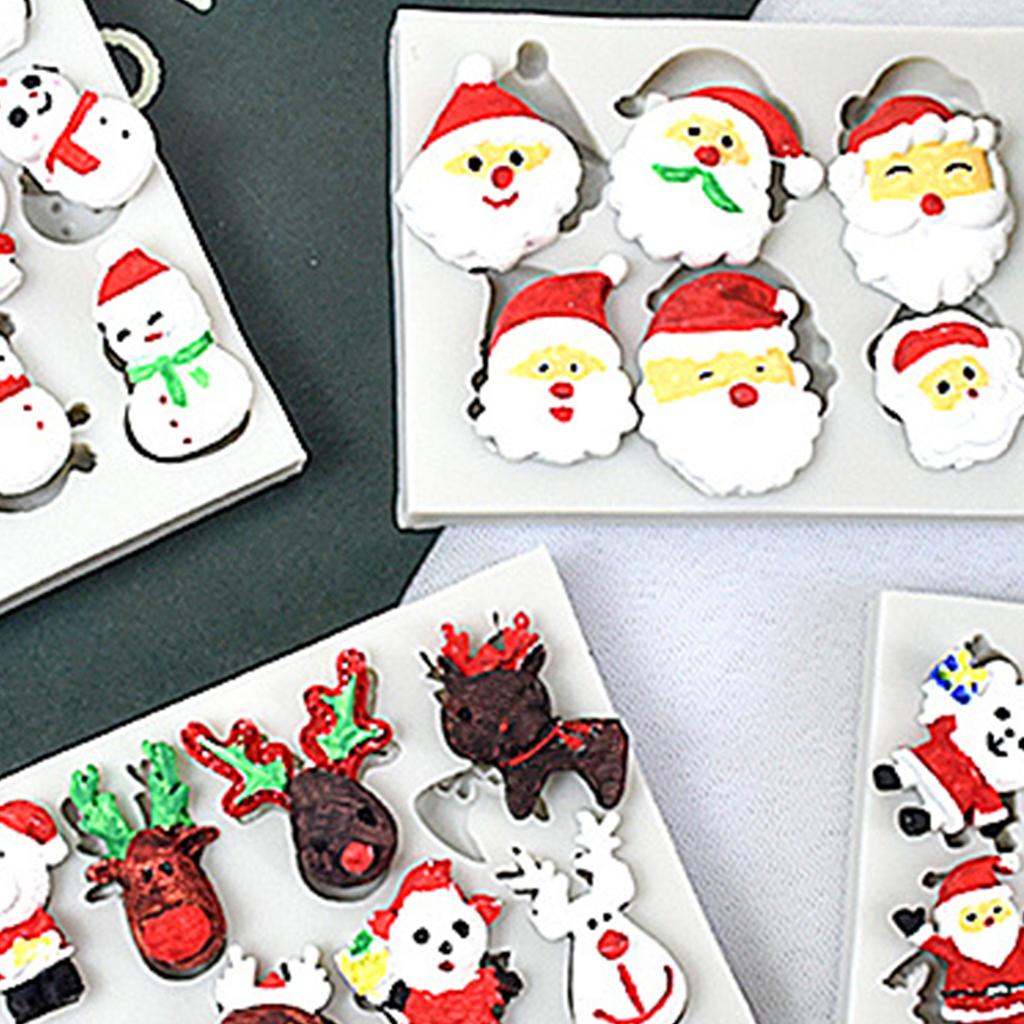 4 stk Julenisse Elg Snømenn Silikonform Fondant Sjokoladeform DIY Julekake Dessertform Bake DIY Forsyninger