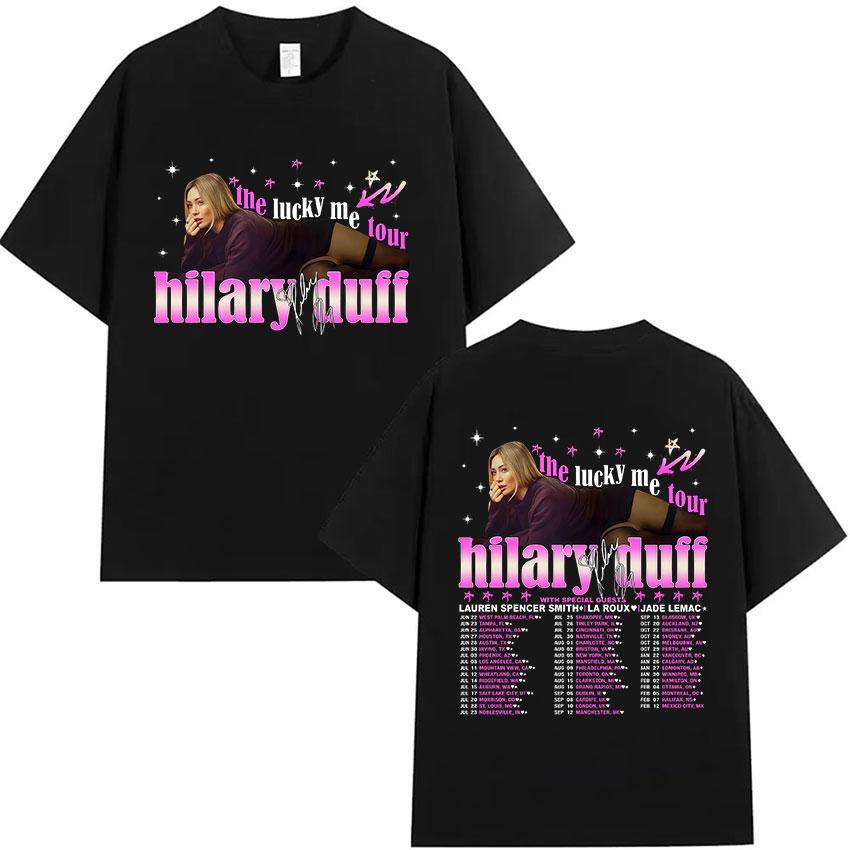 

Hilary Duff The Lucky Me Tour 2026 Print T Shirt Unisex Women Pop Fans Fashion Short Sleeve Tshirt 100 Cotton Tshirts Streetwear 4XL