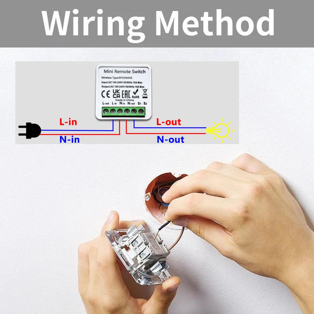 RF 433 MHz Smart Light Switch Mini DIY Wireless Remote Control 1/2/3 Gang Wall Panel Switch 16A Relay Receiver Automation Module