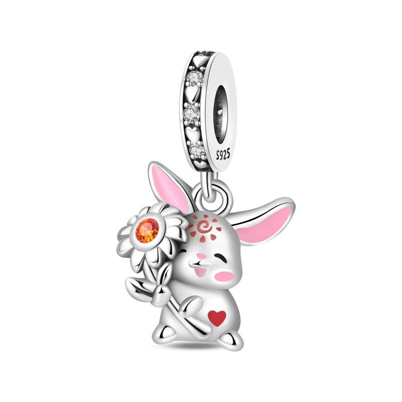 New 925 Silver Lucky Zoo Cat Dog Rabbit Fox Charms Bead For Women Fit Bracelet DIY Birthday Party Jewelry Gift