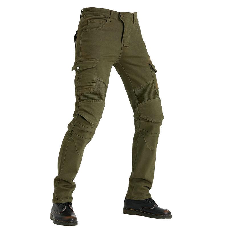 New Product Motorcycle Jeans Men's Winter Fleece Cycling Pants Multi-Bag Motorcycle Cargo Pants Silicone Protector