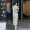Estilo nacional verde, novo cheongsam longo estilo chinês Suzhou, melhorado jovem 1011 novo senso de alta qualidade feminino, uso diário