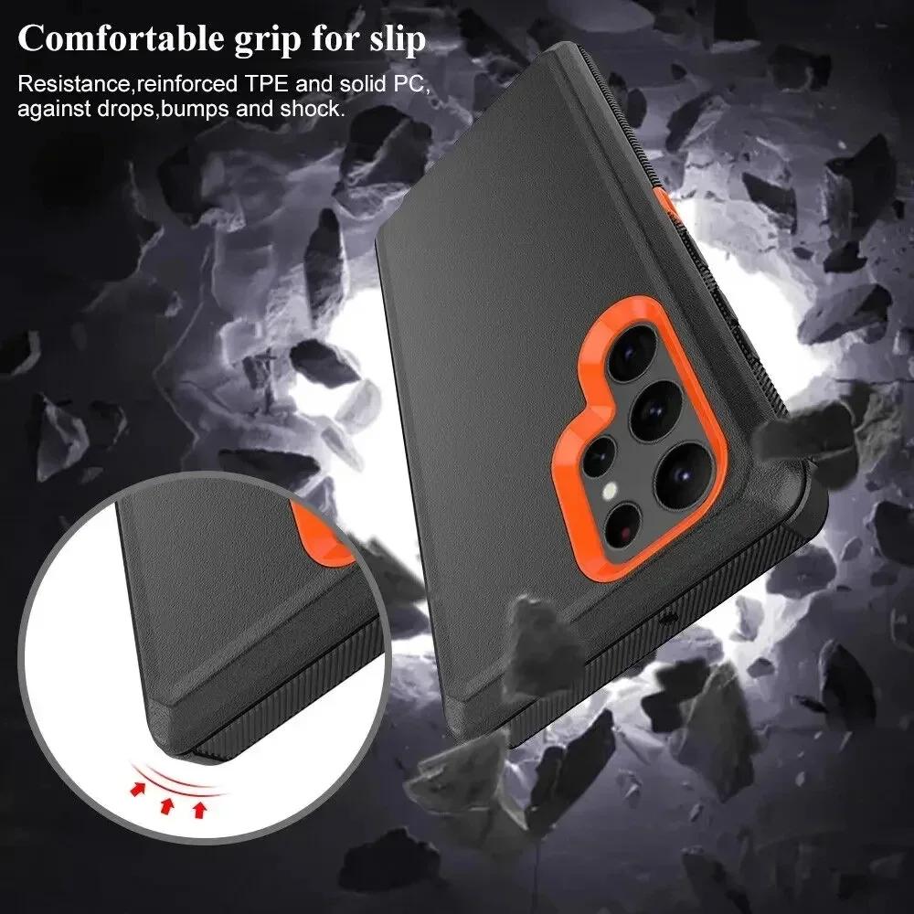 Hybrid Heavy Duty Armor Stand Case for Samsung Galaxy S23 S22 S21 S20 S24 Ultra S10 S8 S9 Plus Note20 10 Otter Case Box Shockproof Belt Clip Box Case