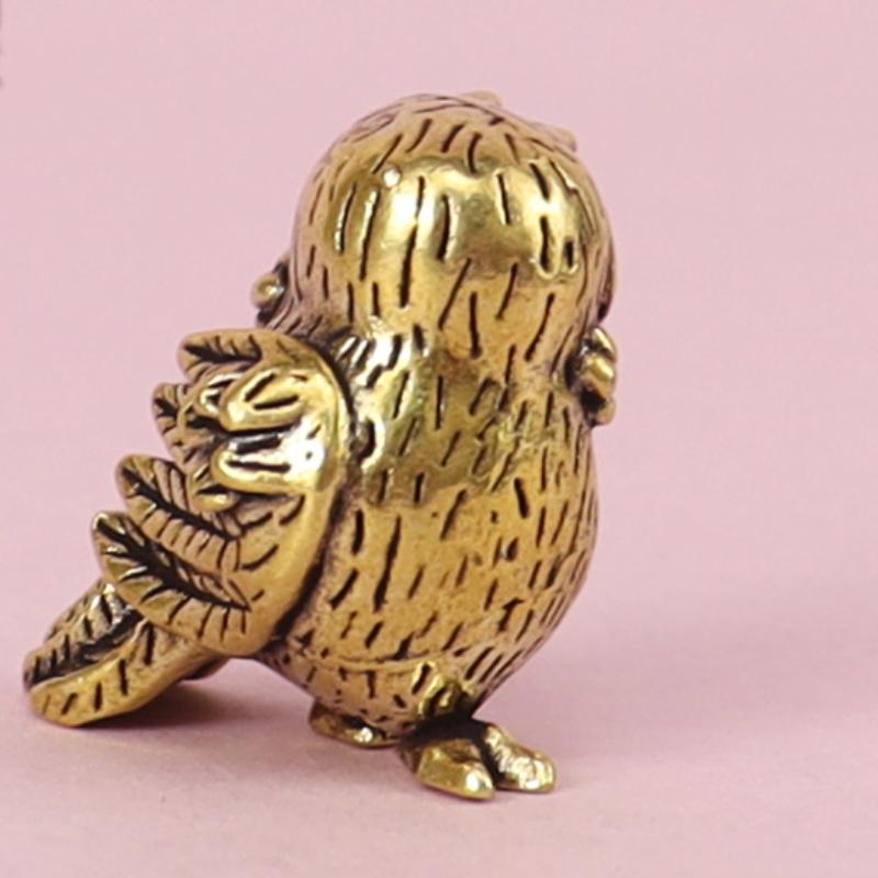 

1Pc Retro Bird Animal Figurines Mini Owl Statue Metal Brass Tea Pet Table Ornament Home Decoration Accessories Miniatures Craft золотий