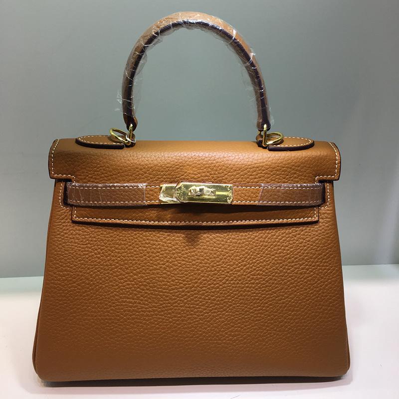 Cross-border togo lychee pattern first layer cowhide Kelli bag shoulder bag messenger bag women's bag bride bag large capacity bag