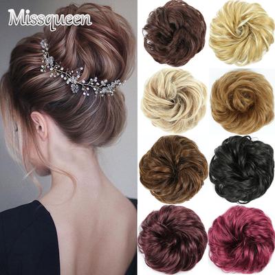 Messy Chignon Donut Hair Bun Pad Elástico Corda de Cabelo Faixa de Borracha Sintética Peruca Preta Gary Brown Cor