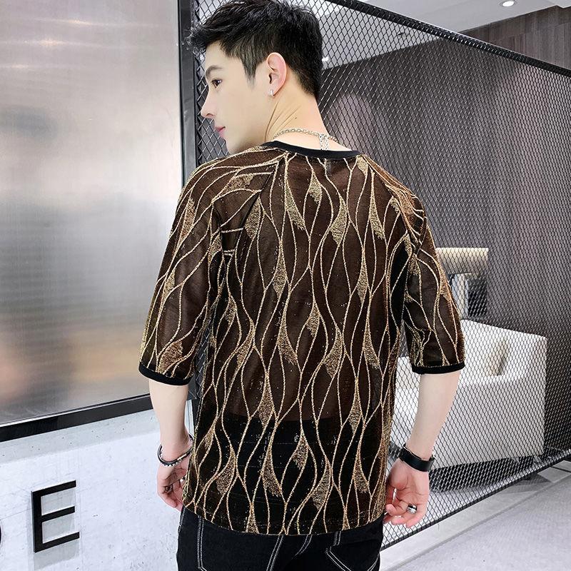Round Neck Handsome Straight Men's Clothing Summer Thin Pullovers Comfortable Loose Printing Fashionable Fashion Casual T-Shirts