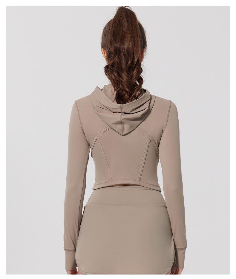 Antibacterial Bare Feel Sports Jacket - Long Sleeve, Zippered, Tight Fit for Yoga & Running, Spring/Autumn
